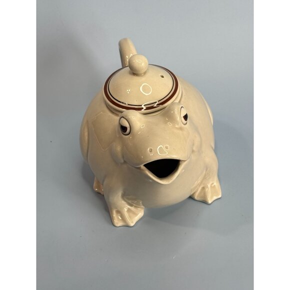 Fitz & Floyd 1976 Ceramic Frog Teapot 5" High 7" Long  Cute Vintage Collectible - Picture 8 of 9